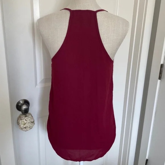 Lily White | Y2K Made In USA Burgundy Wrap V-Neck Spaghetti Strap Top, Size S - Picture 4 of 8
